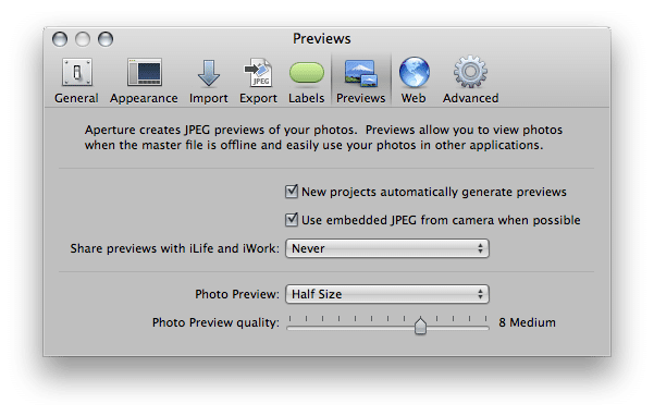 Aperture 3 sharing preferences Aperture 3 sharing preferences